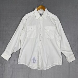 Vtg Defense Logistics Agency Army Shirt Mens 17.5 32/33A White Uniform Workwear